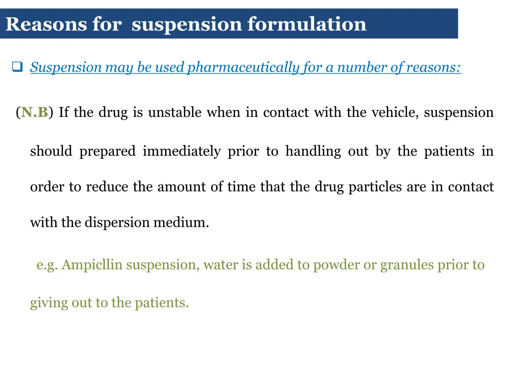 reasons for suspension formulation 1