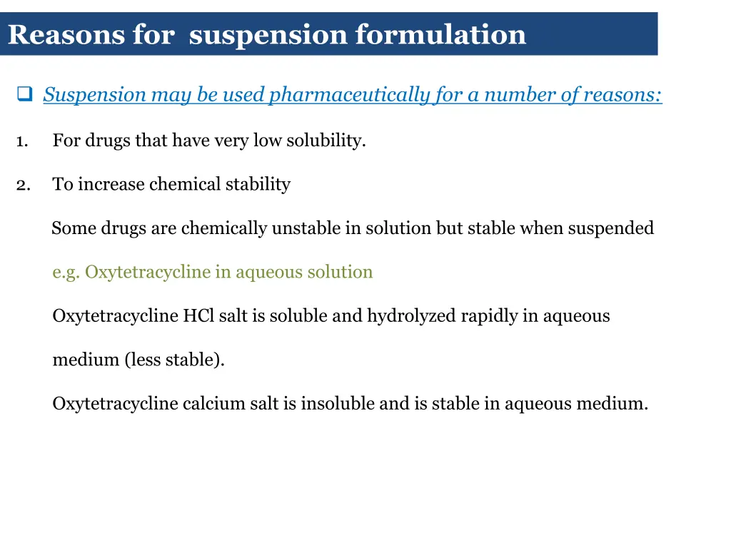 reasons for suspension formulation