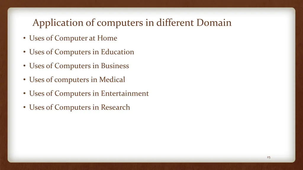 application of computers in different domain