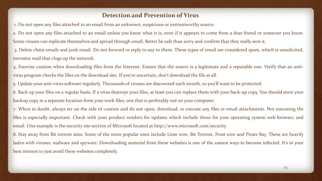 detection and prevention of virus