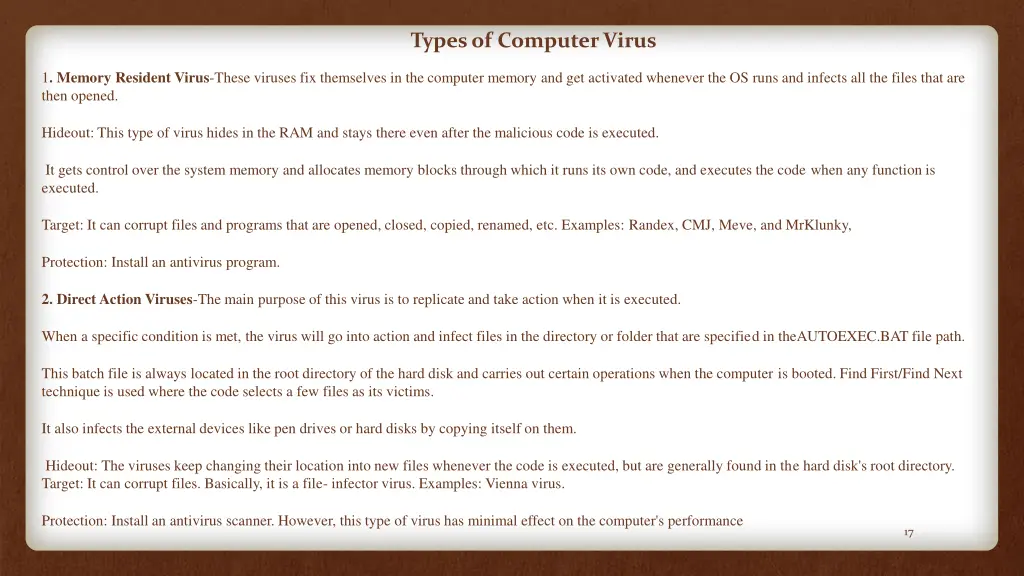 types of computer virus