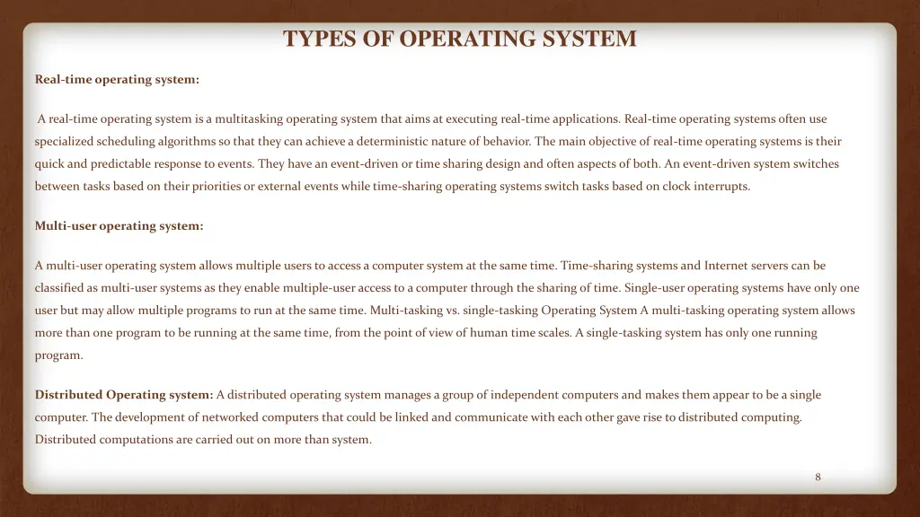 types of operating system