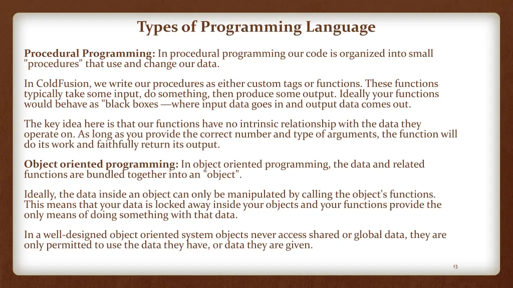 types of programming language