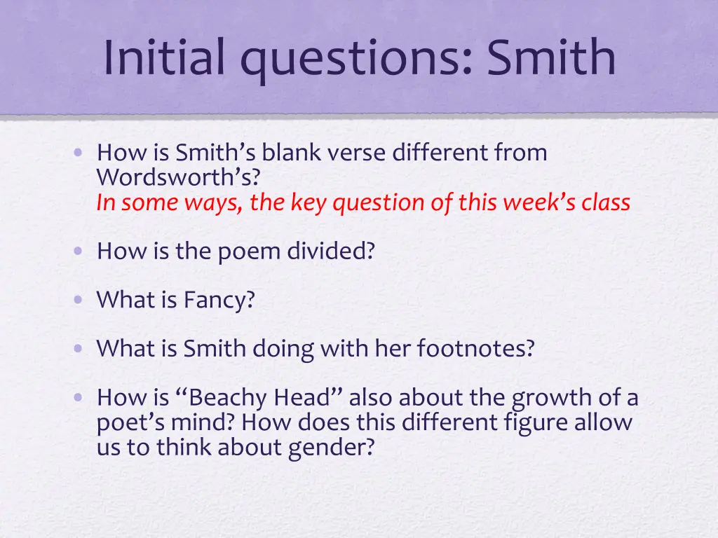 initial questions smith