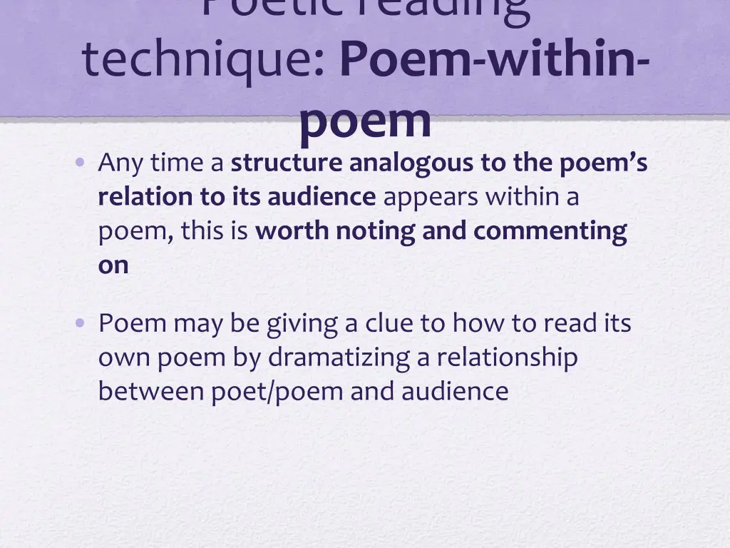 poetic reading technique poem within poem