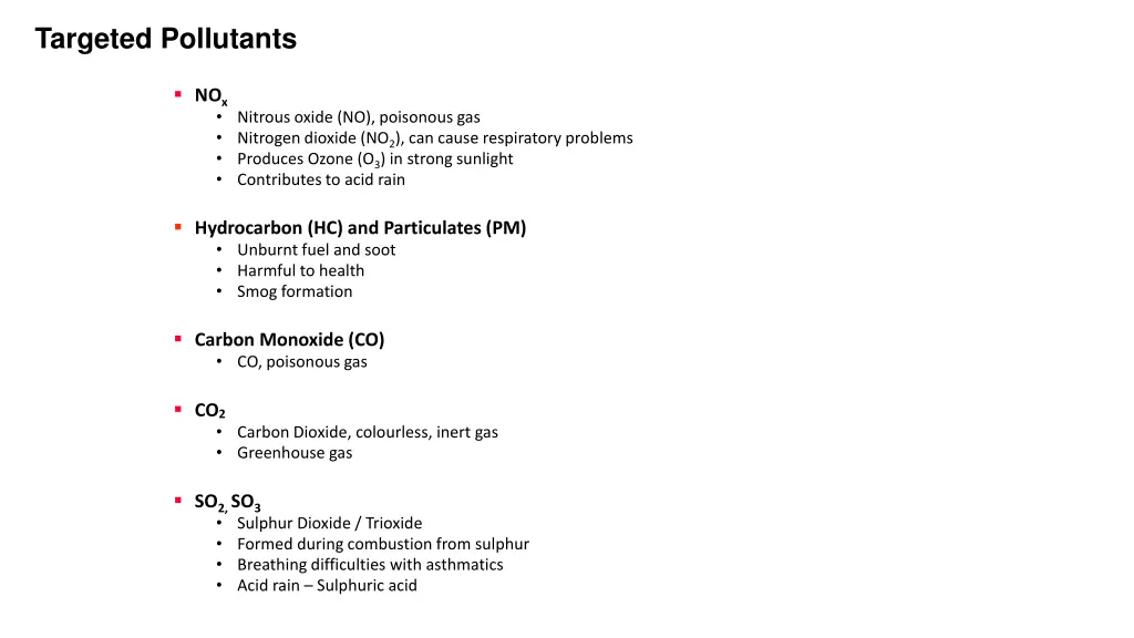 targeted pollutants