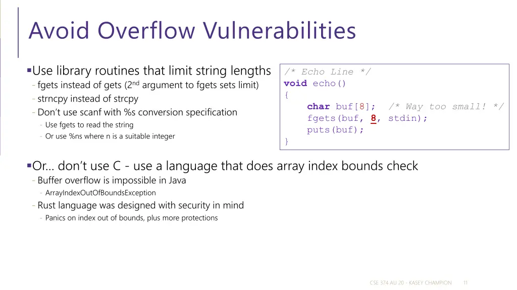 avoid overflow vulnerabilities