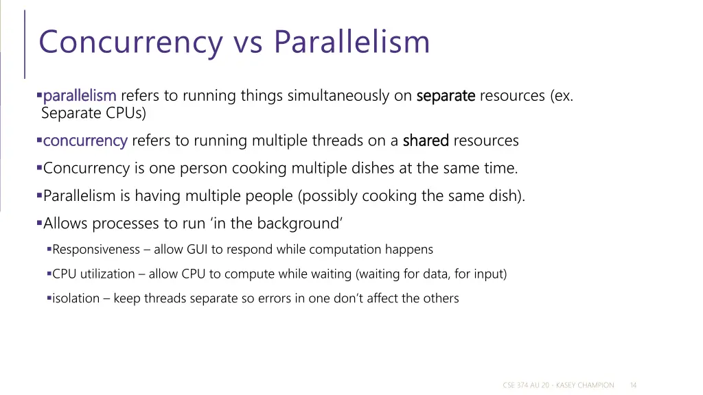 concurrency vs parallelism