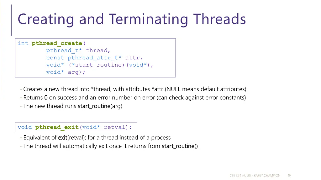 creating and terminating threads