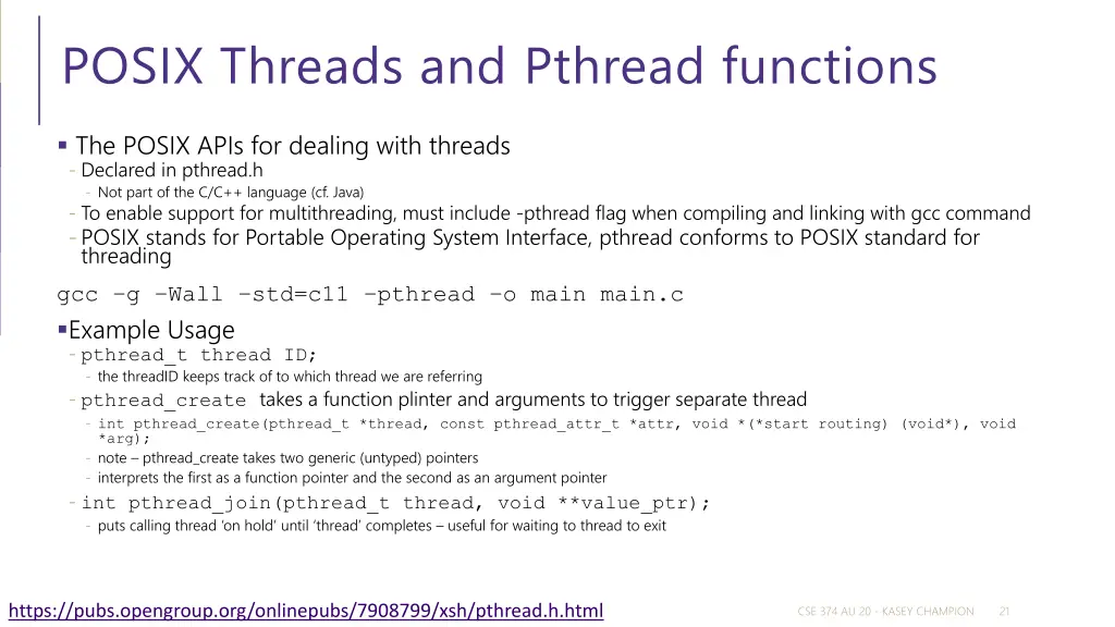 posix threads and pthread functions