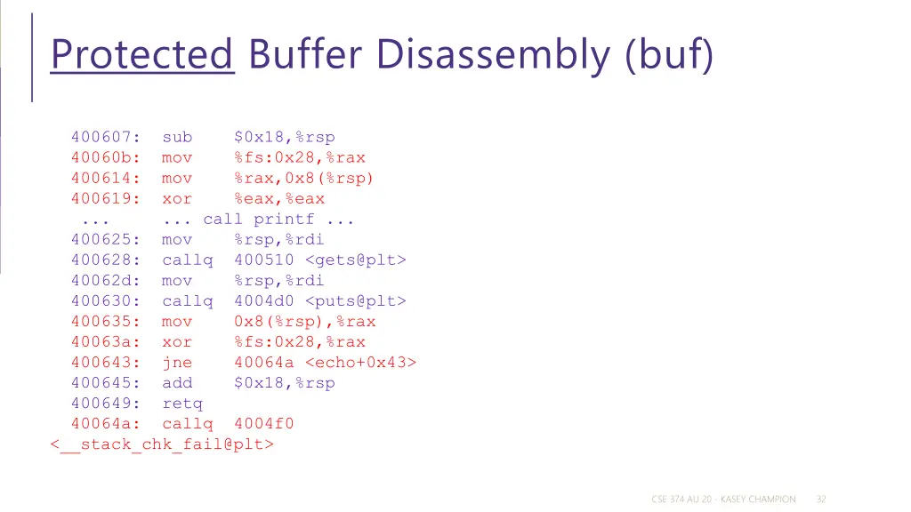 protected buffer disassembly buf