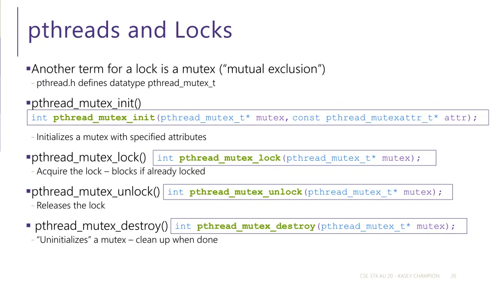 pthreads and locks