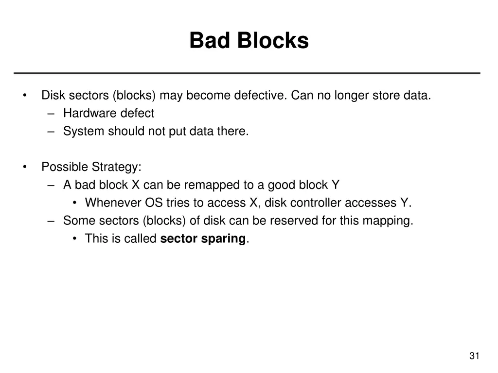 bad blocks