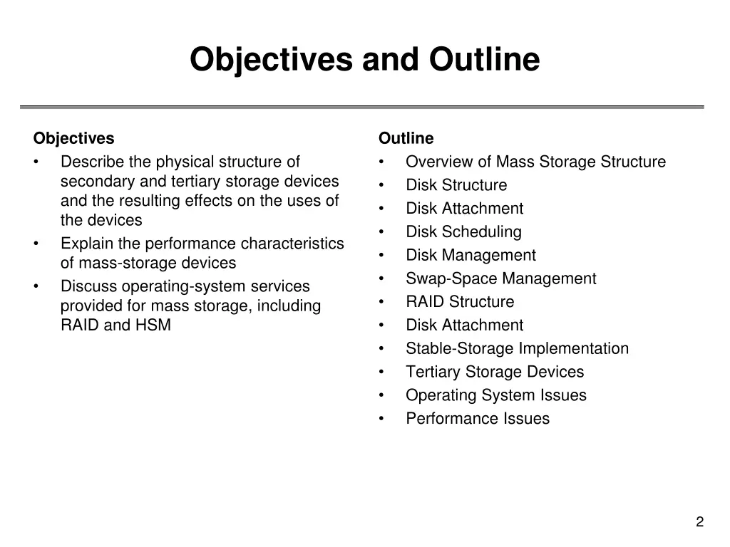 objectives and outline