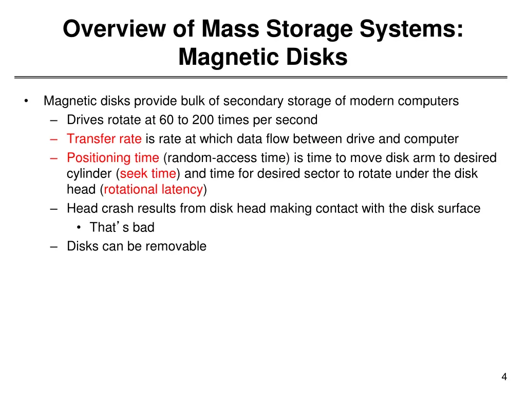 overview of mass storage systems magnetic disks