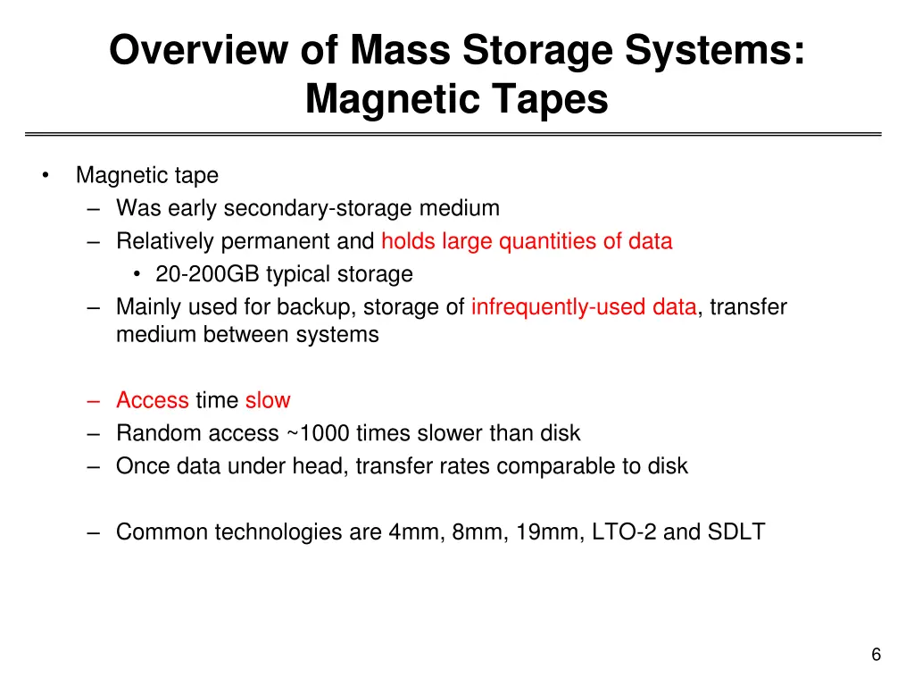 overview of mass storage systems magnetic tapes