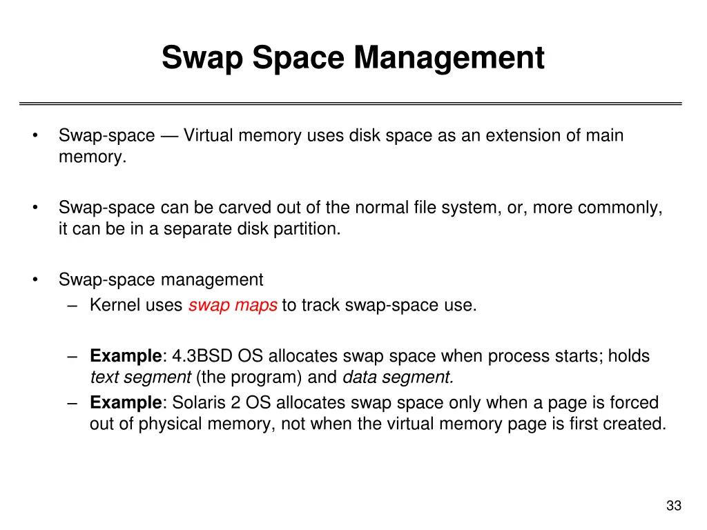 swap space management