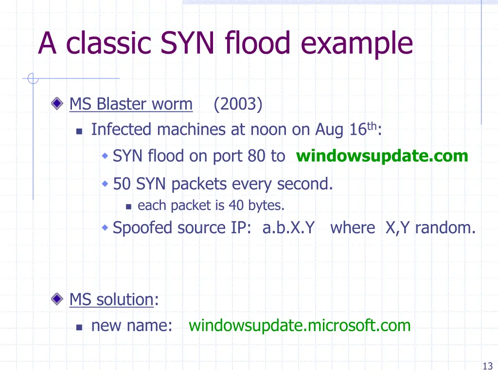 a classic syn flood example