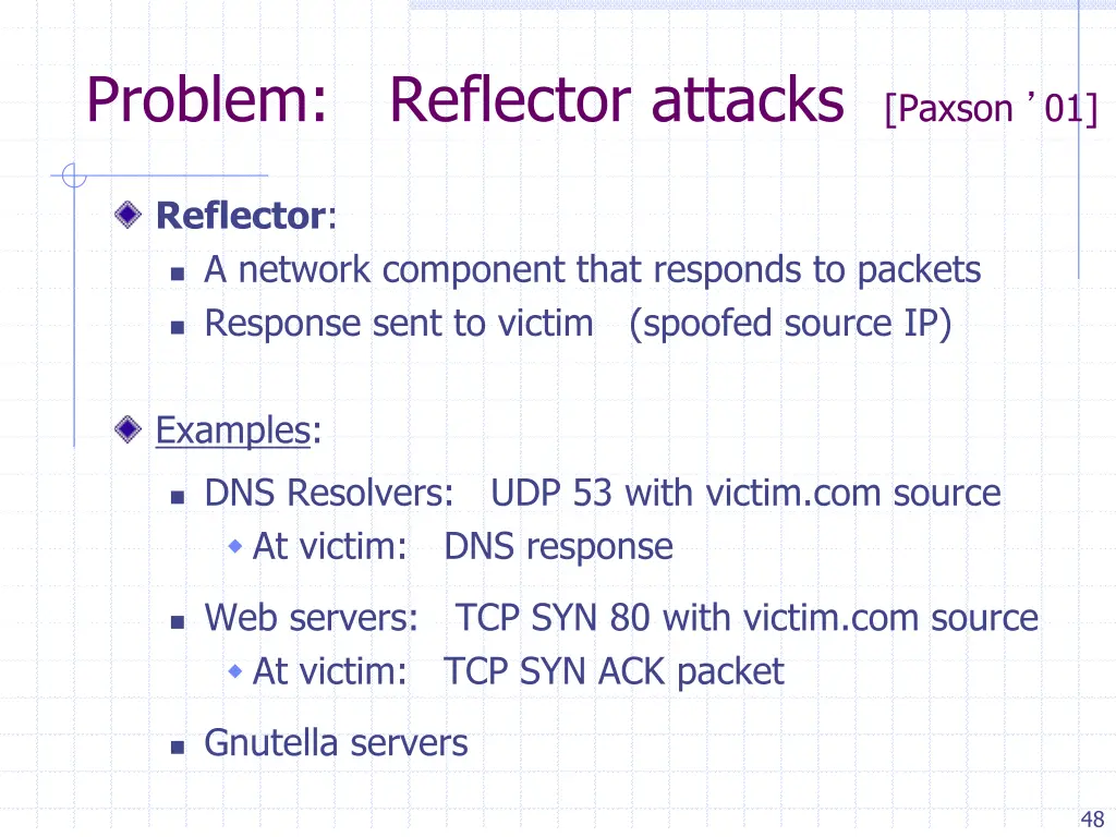 problem reflector attacks paxson 01