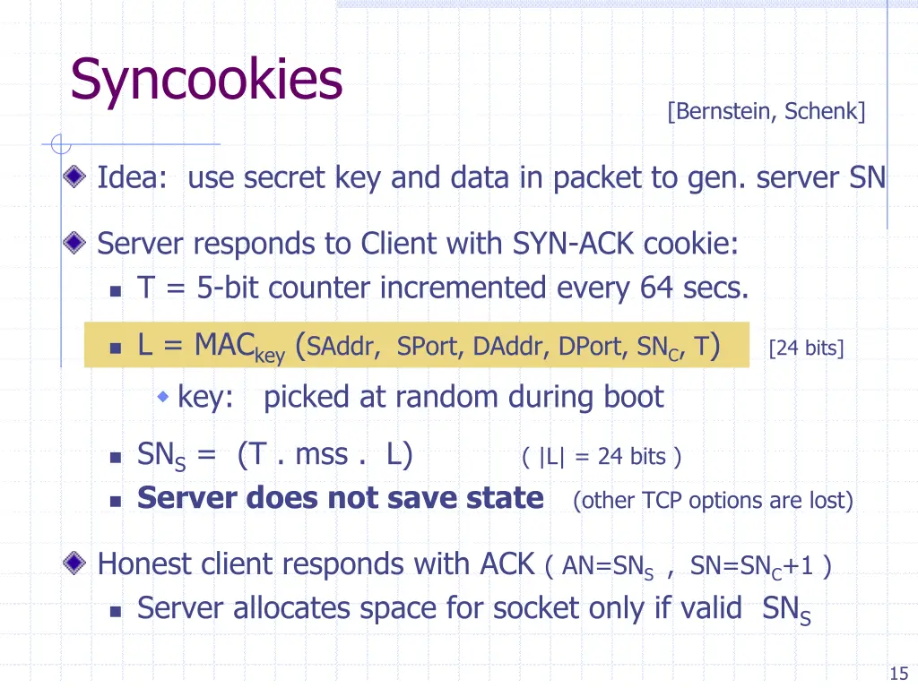 syncookies