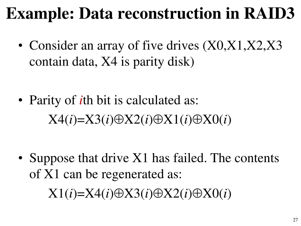 example data reconstruction in raid3