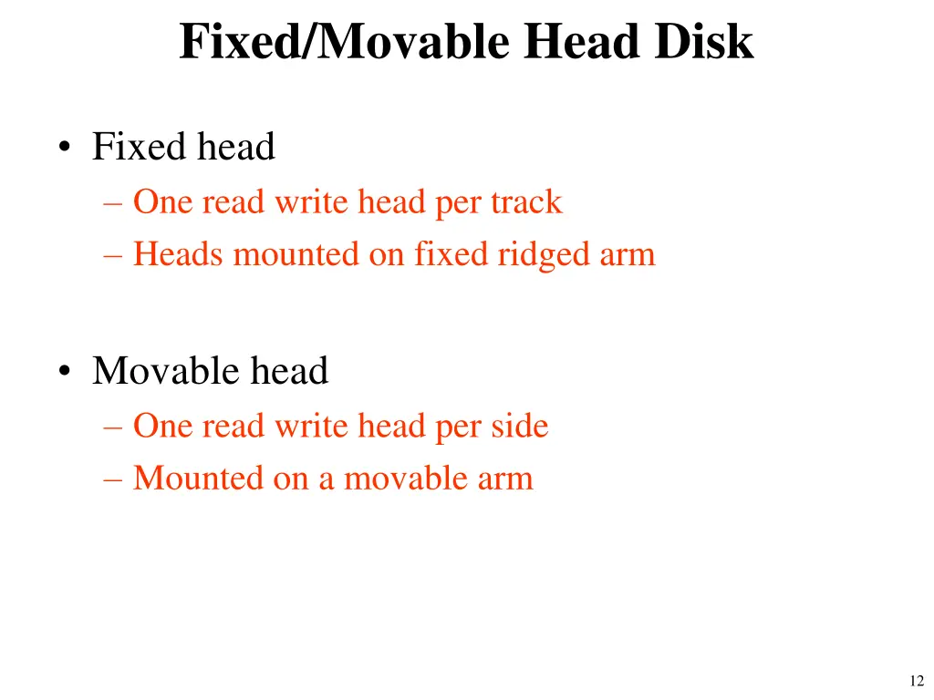 fixed movable head disk