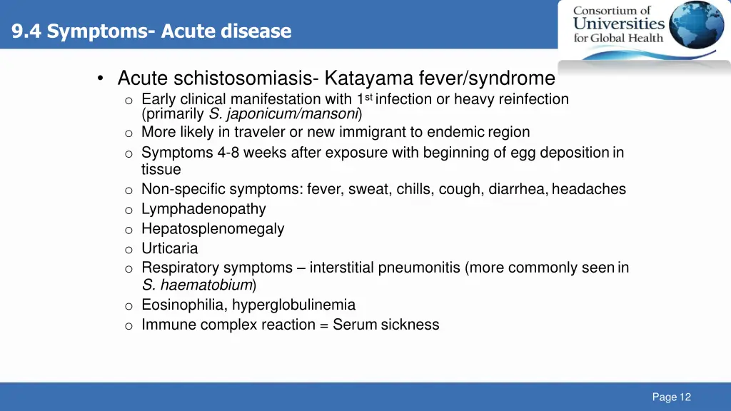 9 4 symptoms acute disease