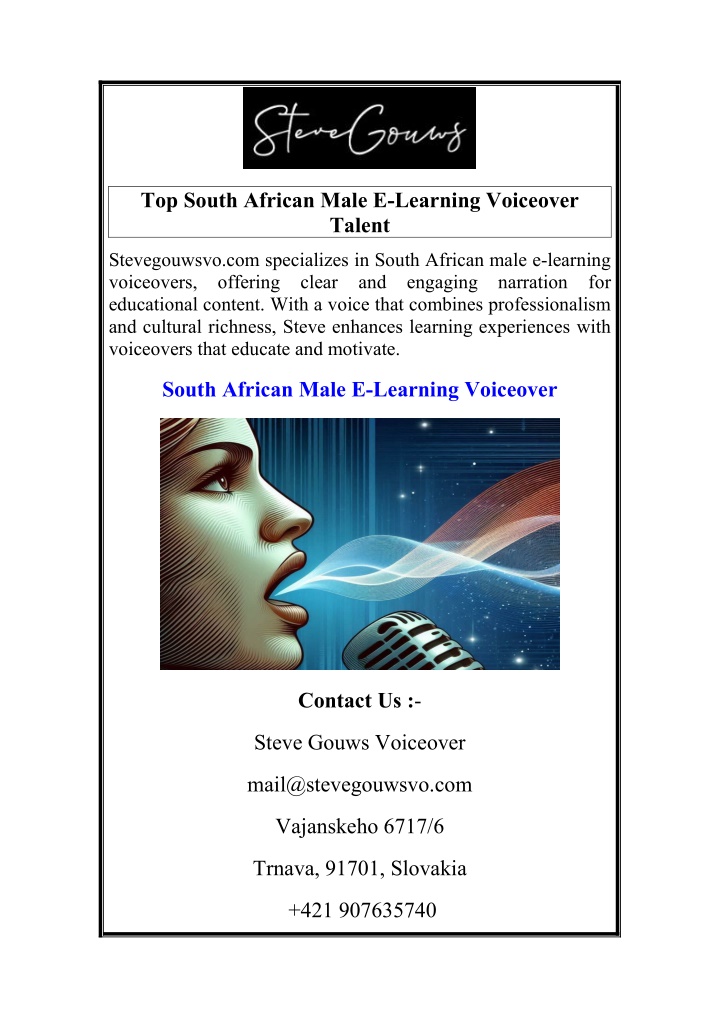 top south african male e learning voiceover talent