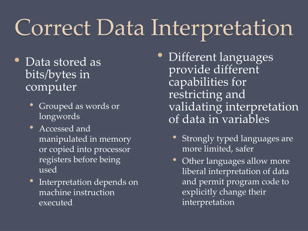 correct data interpretation