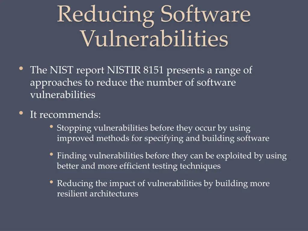 reducing software vulnerabilities