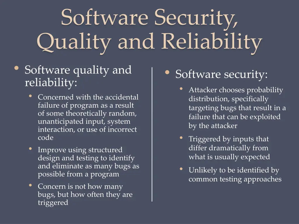 software security quality and reliability