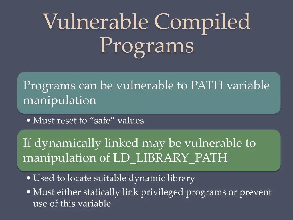 vulnerable compiled programs