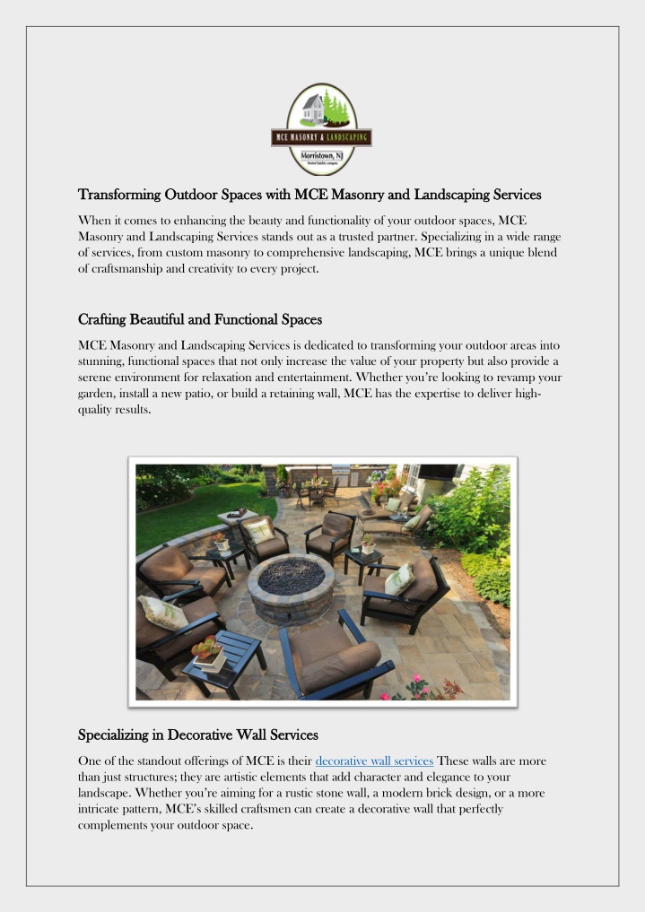 transforming outdoor spaces with mce masonry