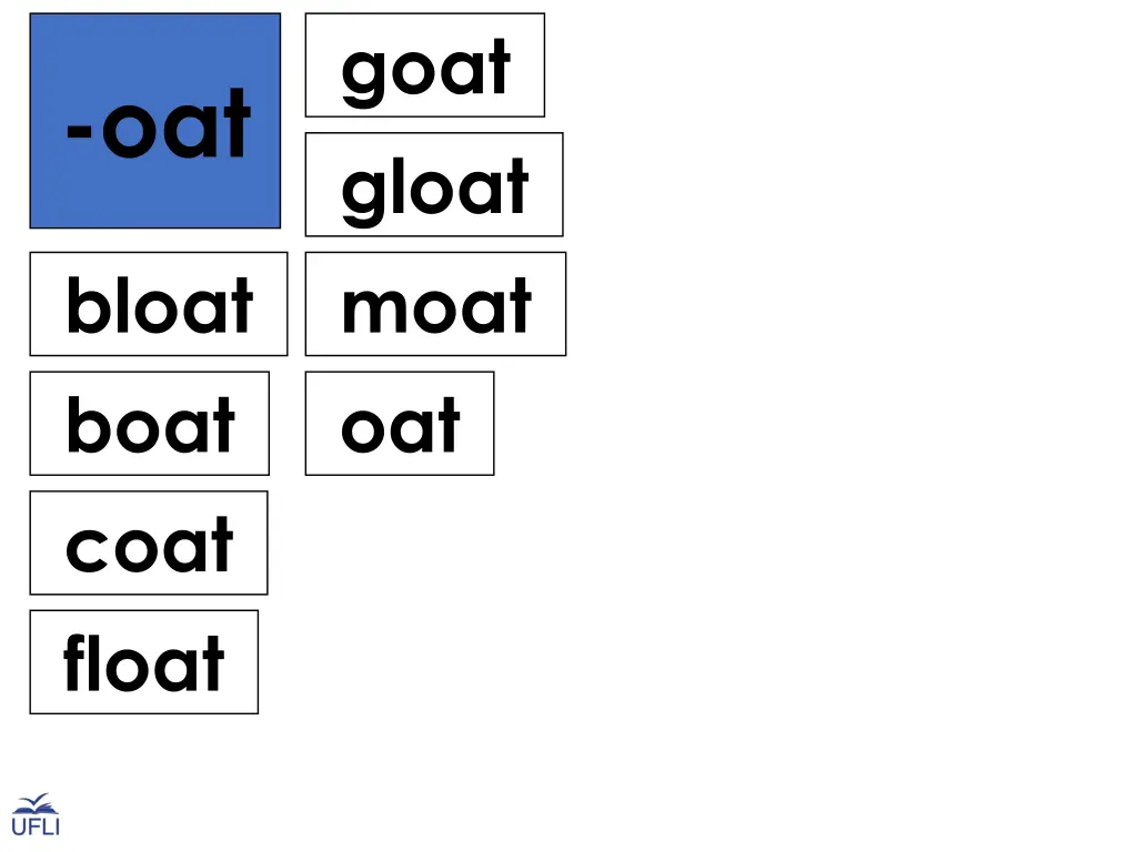 goat gloat moat oat