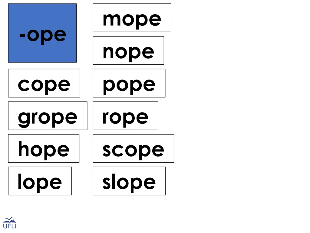 mope nope pope rope scope slope