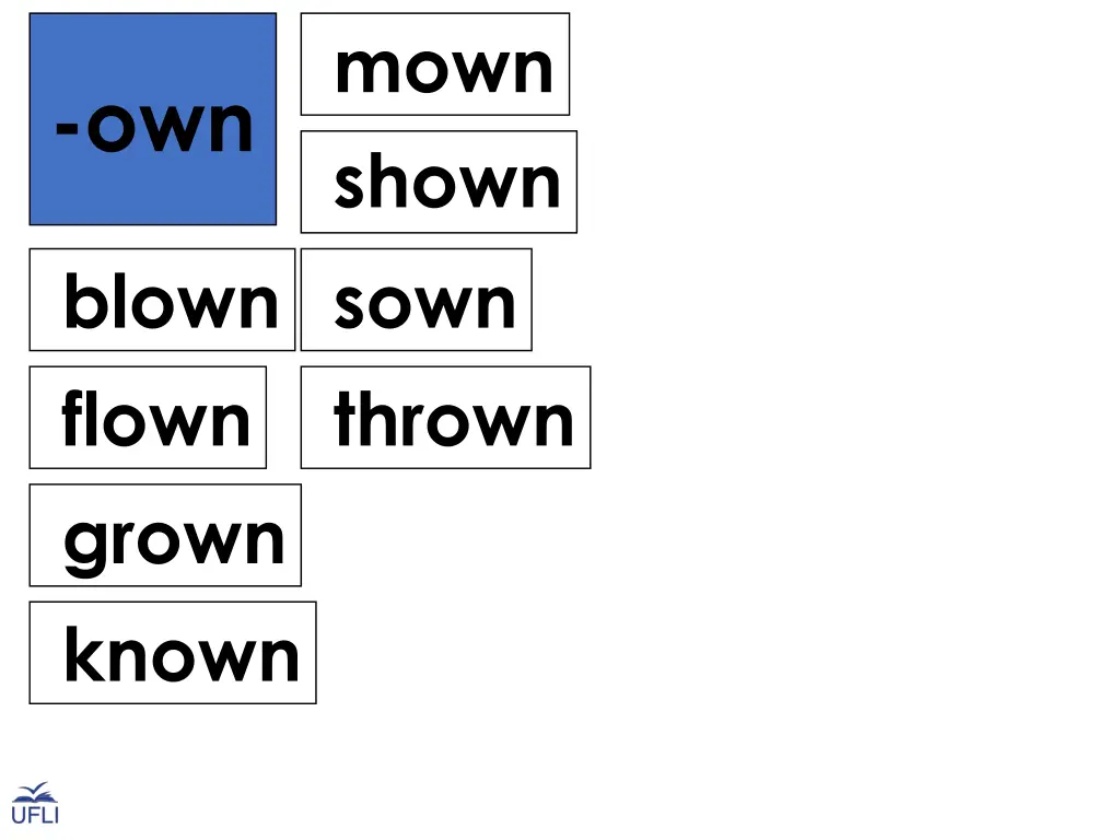 mown shown sown thrown