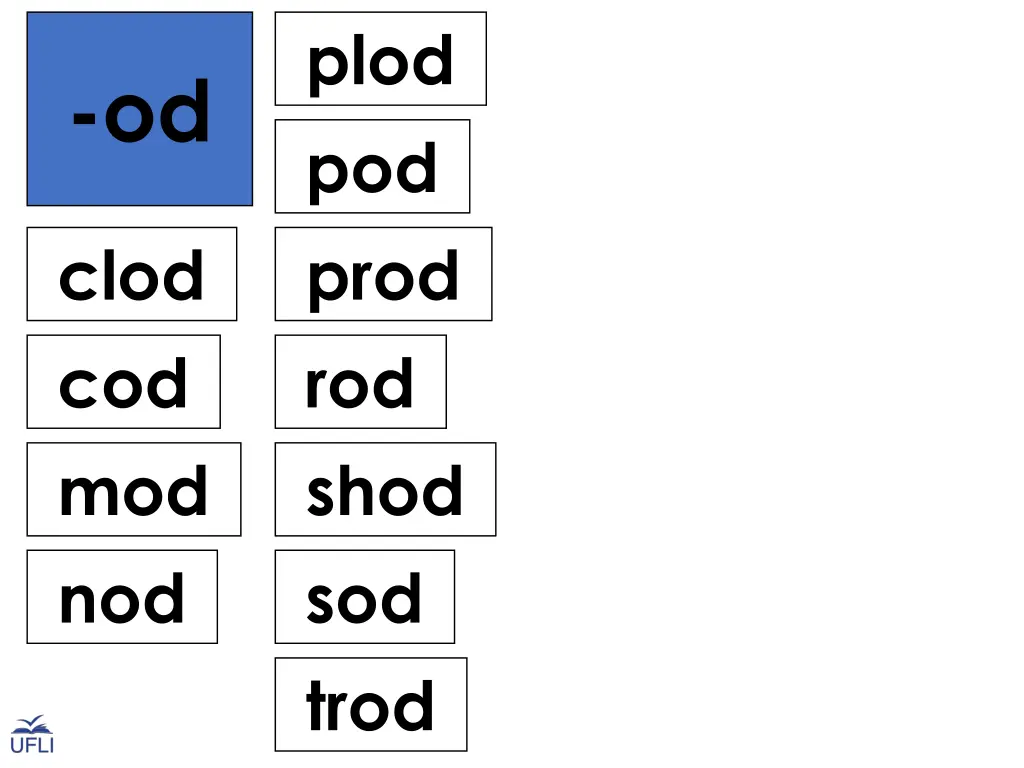 plod pod prod rod shod sod trod