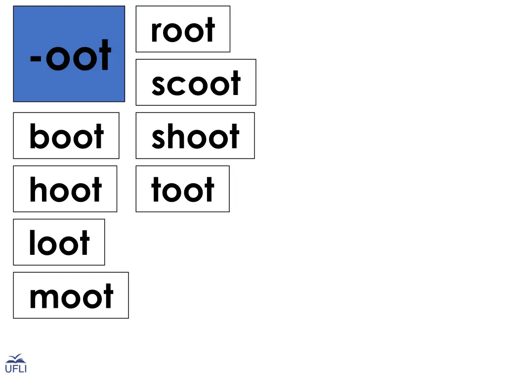 root scoot shoot toot