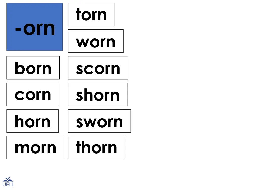 torn worn scorn shorn sworn thorn