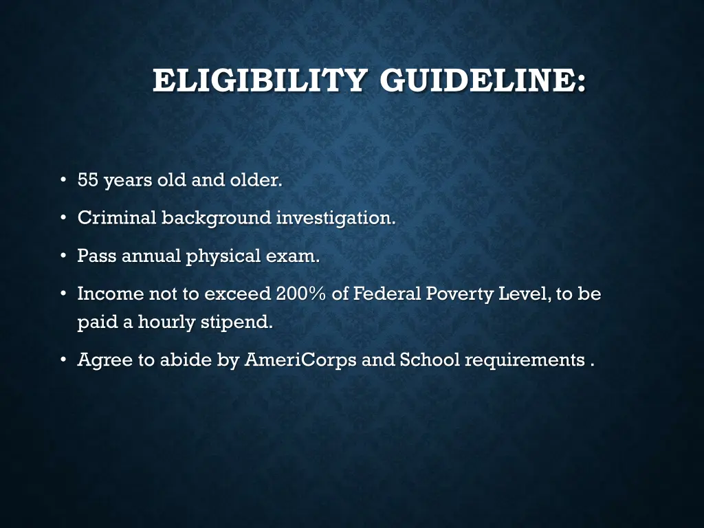 eligibility guideline