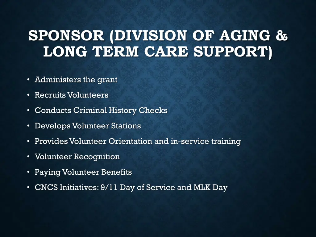 sponsor division of aging long term care support