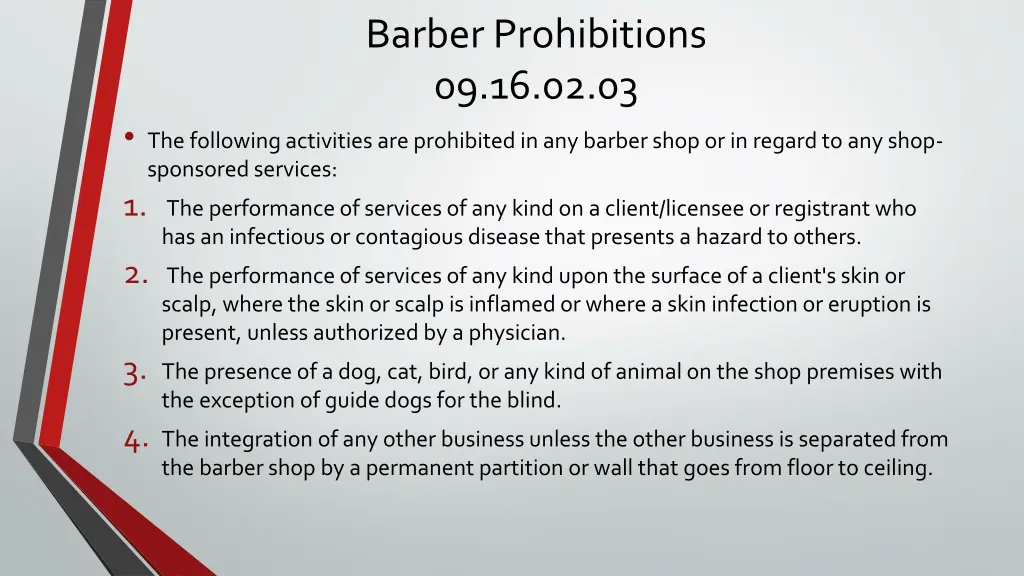 barber prohibitions 09 16 02 03