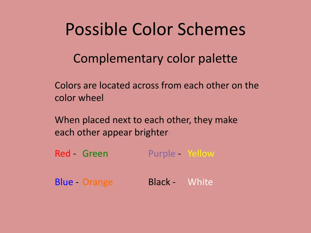 possible color schemes