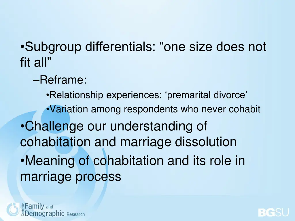 subgroup differentials one size does