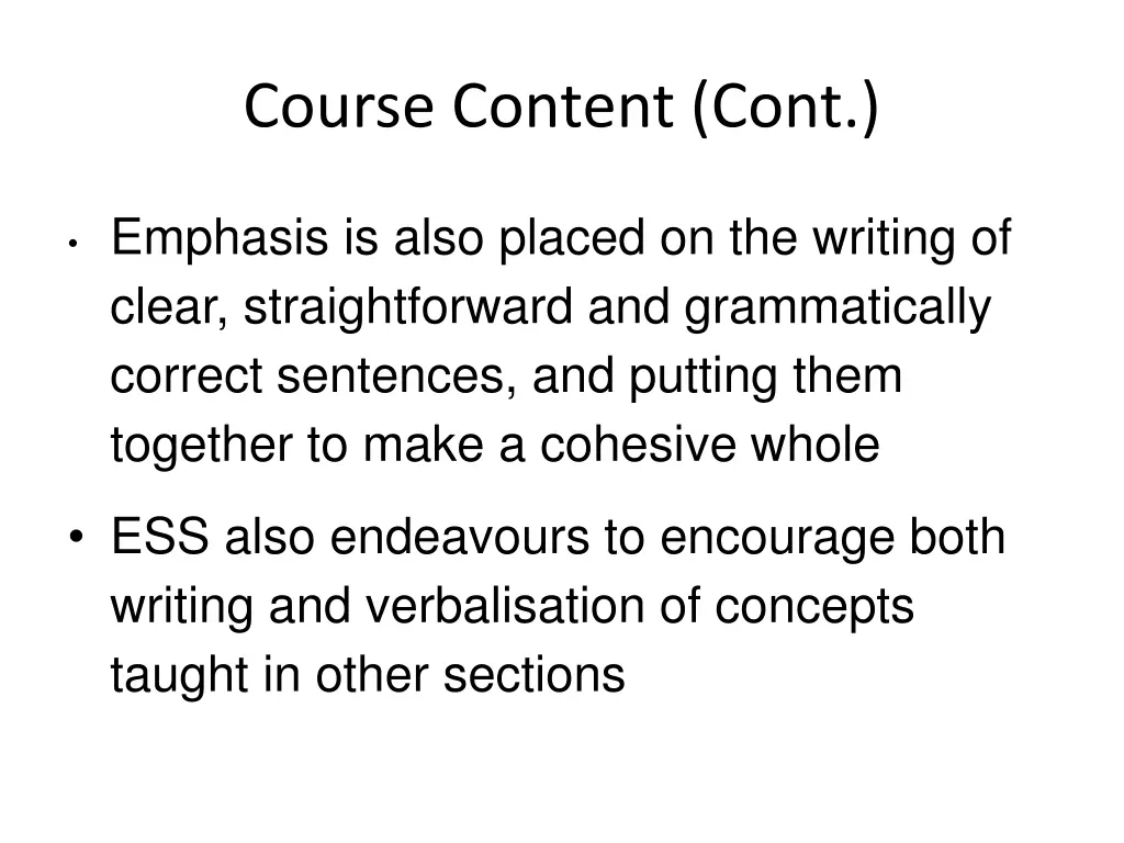 course content cont