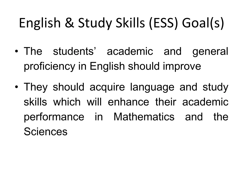 english study skills ess goal s