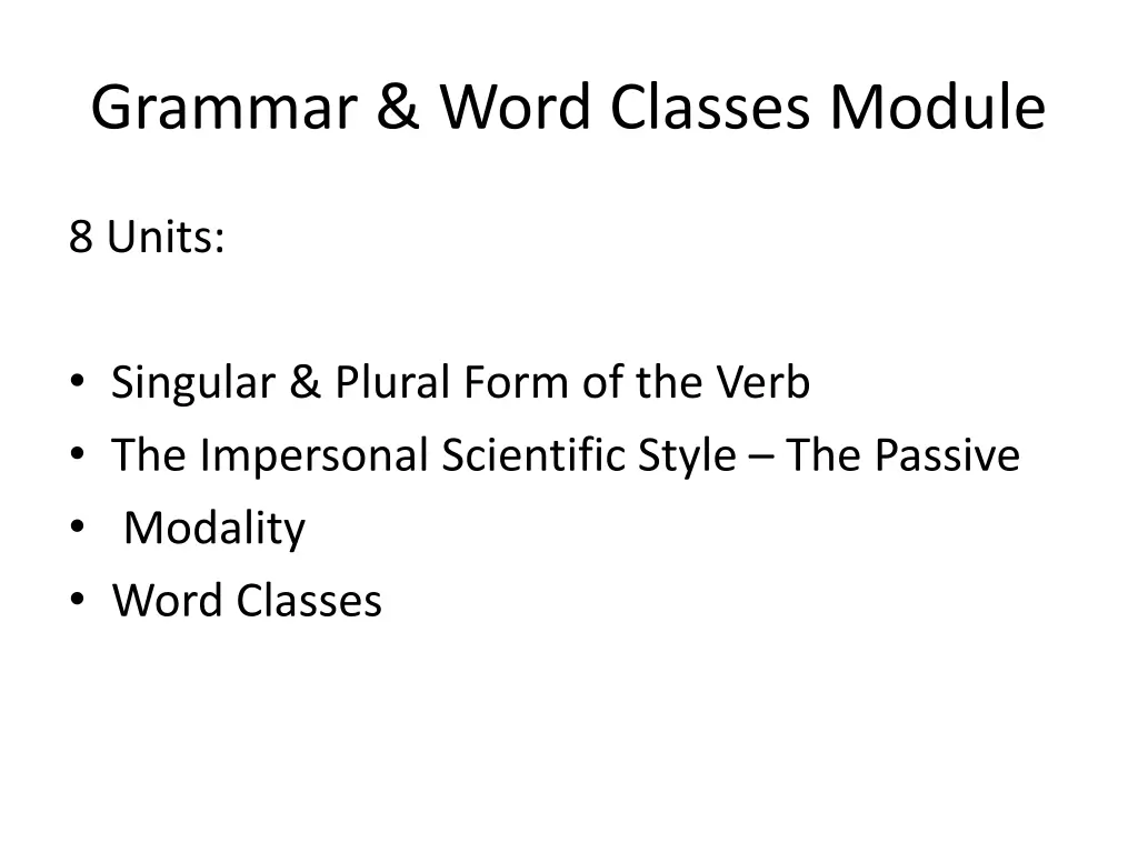 grammar word classes module