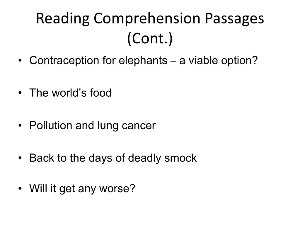 reading comprehension passages cont contraception