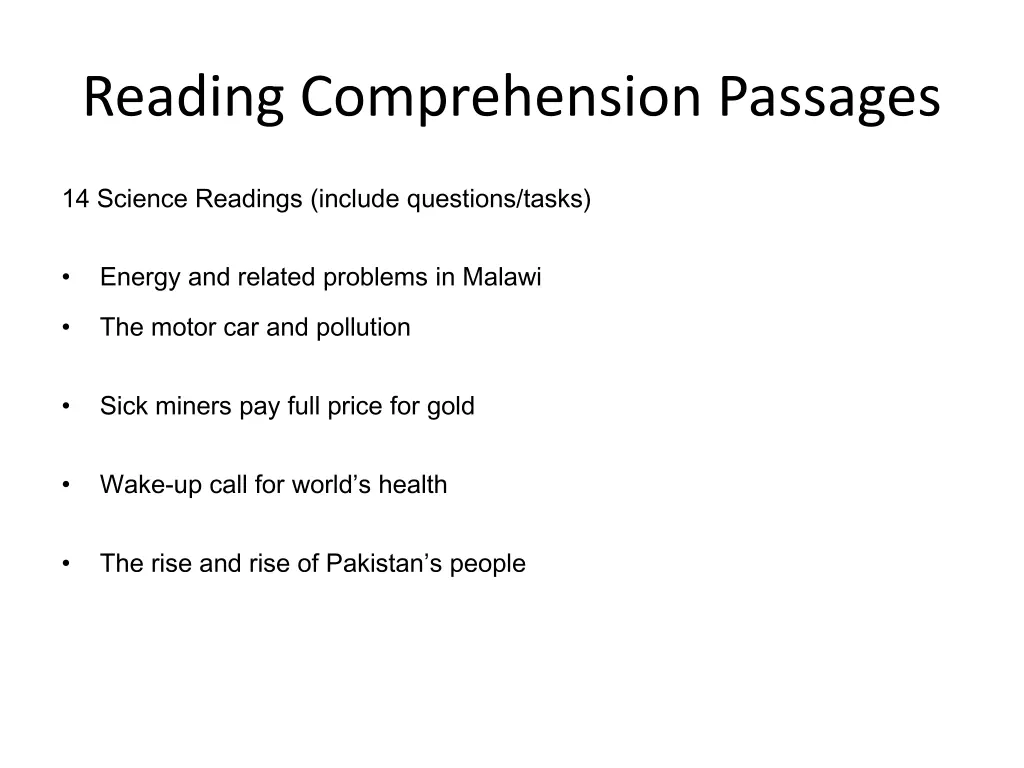 reading comprehension passages