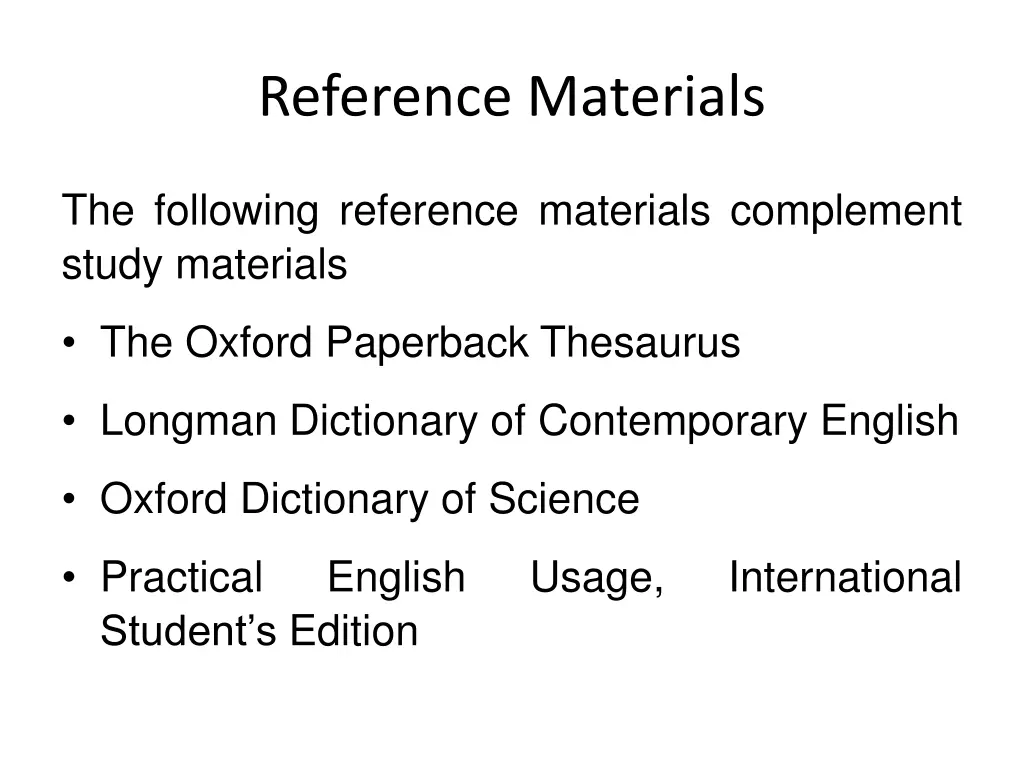 reference materials